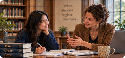 Student working one-to-one with an educator